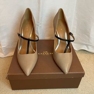 Coach Fulton Baby Cow T-Strap Heel Size: 9